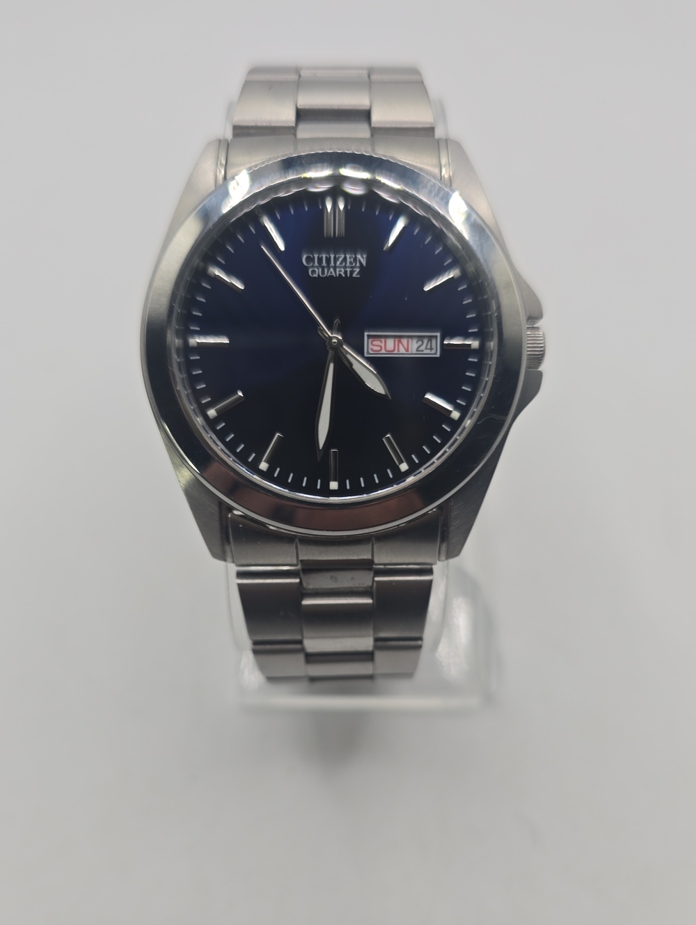 Citizen Silver Stainless Steel Watch with Blue Dial